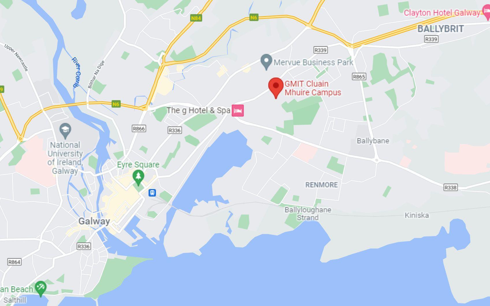 Galway City Wellpark Road ATU Atlantic Technological University   Galway Cluain Mhuire Map2 