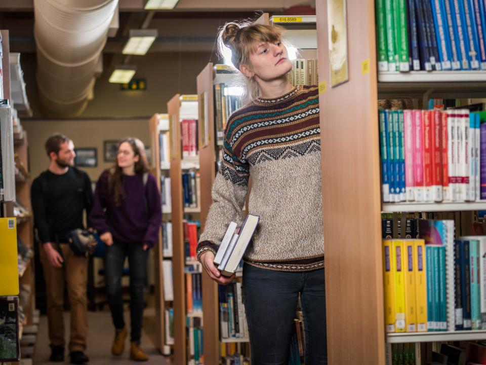 Student in library at GMIT Mayo campus