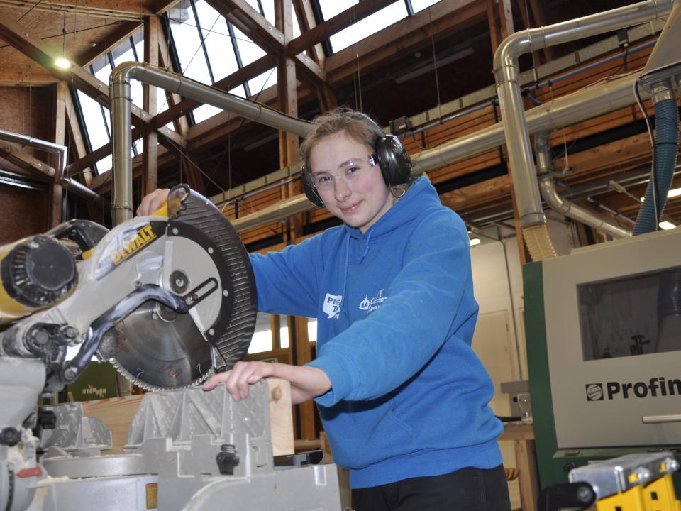 <p>GMIT student Matilda Anderson competing in the 2021 WorldSkills Ireland National Competition Final in Carpentry, in GMIT Letterfrack this week.</p>
